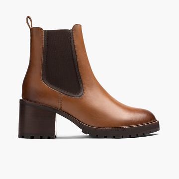 Thursday Boots Boots Knockout Läder Högklackade Skor Dam Bruna | SE19ZUT