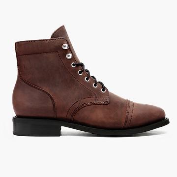 Thursday Boots Captain Läder Arizona Snörkängor Dam Bruna | SE182DFM