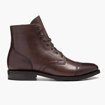 Thursday Boots Captain Läder Klassiska Snörkängor Dam Kaffe | SE181FDN