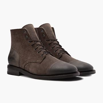 Thursday Boots Captain Läder Mocka Snörkängor Herr Bruna | SE42VRW