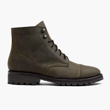 Thursday Boots Captain Läder Snörkängor Herr Olivgröna | SE50GSO